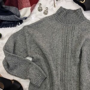 Halogen Gray Knit Mock Neck Sweater
